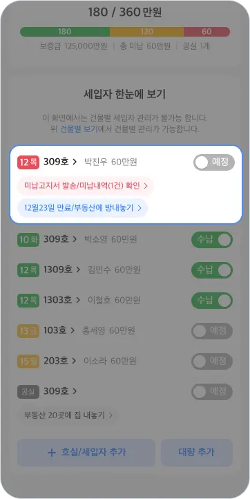 월세미납 내역 이미지